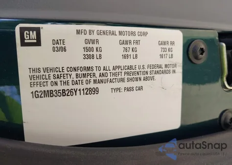 2006 Pontiac Solstice from USA, damaged, VIN 1G2MB35B26Y112899